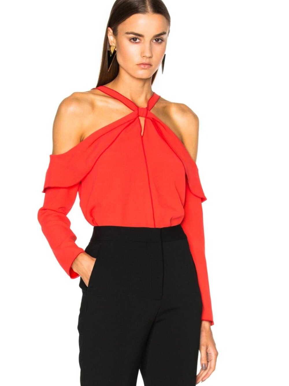 PROENZA SCHOULER Satin Back Off Shoulder Top